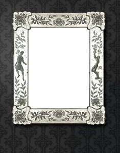 Specchio Classico in Vetro di Murano da parete verticale rettangolare èglomisè - Picture 1 of 10