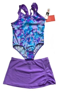 Zeroxposur Girls 6x 1 Piece Swim Bathing Suit & Cover Up Skirt - Picture 1 of 8