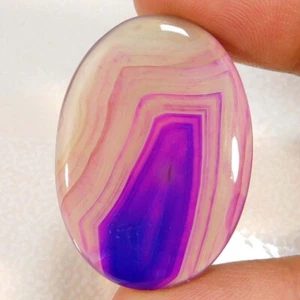 44.25Cts. Natural Blue Banded Agate Oval Cabochon Reiki Healing Loose Gemstone - Picture 1 of 3