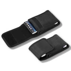 For Apple iPhone 16 Plus, iPhone Pro Max Heavy Duty Black Nylon Vertical Pouch - Picture 1 of 8