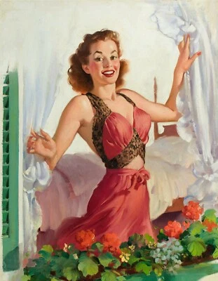 NEW Gil Elvgren Vintage Model Pin Up Girl Poster Art Print Canvas Free Shipping - Image 1 of 3