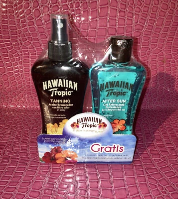Aceite bronceador Hawaiian Tropic spray FPS 4 y gel para después del sol, 240 ml cada uno, sellado. Foto 1 de 4