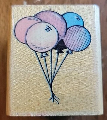 Vintage Balloons 578E Wood Mounted Rubber Stamp By All Night Media 1983 - Image 1 of 4
