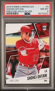 Shoehei Ohtani 2018 Panini Chronicles Prestige Holo Silver Rookie #/199 ¡PSA 8! - Imagen 1 de 1