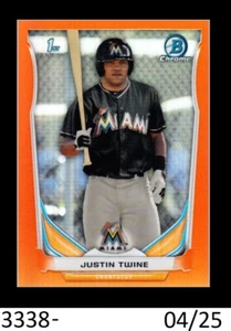1-2014 BOWMAN CHROME DRAFT ORANGE REFRACTOR JUSTIN TWINE MARLINS 04/25 - Picture 1 of 1
