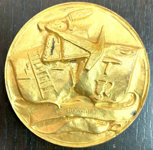 MEDAILLE EN VERMEIL - CHAMBRE SYNDICALE COUVERTURE ET PLOMBERIE PARIS 1959 - Imagen 1 de 2