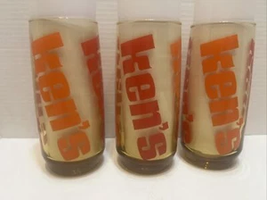 Lot of 3 Vintage 70’s-80’s  Ken’s Pizza Drinking Beverage Glasses Amber EUC - Picture 1 of 11