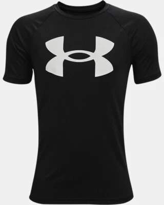 Under Armour Boy's UA Tech Big Logo Short Sleeve Shirt- Black-Medium-New Tag - Image 1 of 4