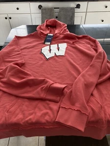 MENS NCAA BOXSEAT WISCONSIN BADGERS HOODIE LIGHT RED XXL RETRO LOGO NWT - Picture 1 of 3