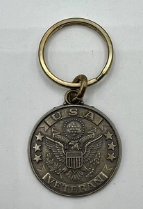 Vintage USA Military Veteran Round Metal keychain - Picture 1 of 4