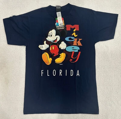 Винтажная футболка 90-х с одним швом Walt Disney Florida Mickey Unlimited новая с ценниками средний размер - Изображение 1 из 4