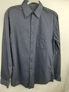 Alfani Mens Long Sleeve Dress Shirt Blue/Black/White Striped Size 15 34-35 - Picture 1 of 9