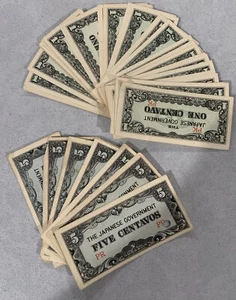 LOT OF 43 NICE WORLD WAR II JAPANESE GOVERNMENT 1 (ONE) and 8 (EIGHT) 5 CENTAVOS - Picture 1 of 10