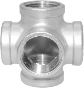 SS 3/4'' 5-Way Outlet Cross Female Pipe Fitting Tube Connector - Picture 1 of 3