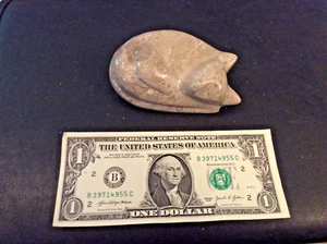 Cute-Hand Carved Abstract Gemstone Sleeping Cat -Pakistan-4" X 3" size Excellent - Picture 1 of 5