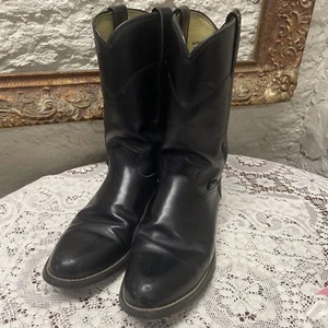 Justin Basics Women's JBL3000 Black Leather Roper Cowboy Western Boots Size 7.5D - Picture 1 of 12