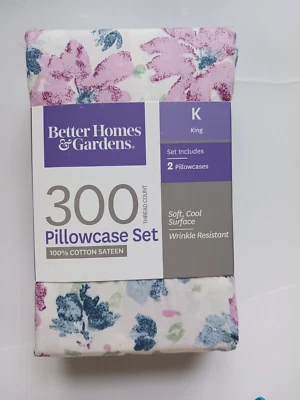 Juego de funda de almohada Better Homes And Gardens King. 300 hilos. Satén de algodón Foto 1 de 2