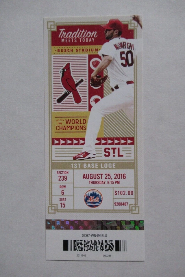 Boleto completo St. Louis Cardinals vs Mets 25/08/2016 ~ Brandon Moss (2 horas) Foto 1 de 1