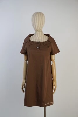 Vestido Cop Copine Marrón Manga Corta Mariposa Talla 40 Mezcla de Algodón Elegante RARO Foto 1 de 4