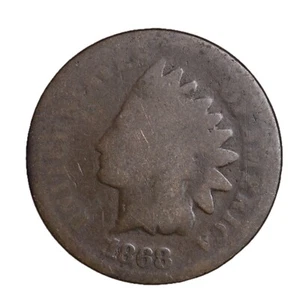 1868 FULL DATE Indian Head Cent Penny CULL / AG / HOLE FILLER - Picture 1 of 2