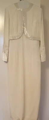 JOVANI NY GOWN & JACKET!  Mother of the Bride/Groom Dress - Size 12 Off White - Image 1 of 4