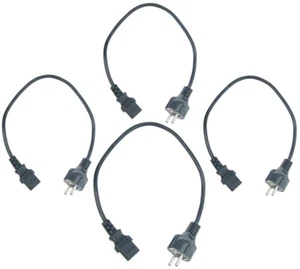 4 x 50 cm Kaltgeräte Kabel Netzkabel Schuko schwarz Stromkabel Netz Strom 0,5 m - Afbeelding 1 van 5