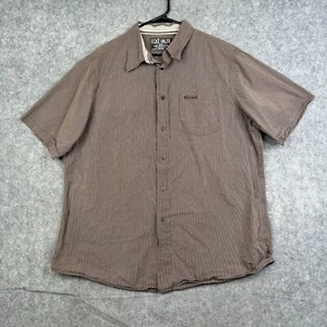 Ecko Unltd Mens Shirt Size 2XL Brown Stripe Short Sleeve Button Up Pockets Logo - Picture 1 of 8