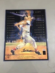 Ted Williams Signed Teds Top Twenty Hit List 16x20 Photo (PSA DNA) With COA - Picture 1 of 4