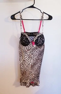Apt 9 Camisón Grande Chemise Estampado Leopardo Encaje + Satén Sexy Lencería Elegante - Imagen 1 de 12