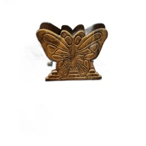 Vintage Serviettenhalter Schmetterling aus Holz braun - Bild 1 von 2