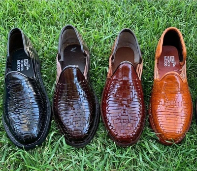 Men's Handmade Mexican Huarache Sandals Closed Toe Genuine Leather Shoes - Image 1 of 4