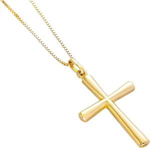 Lucchetta - Catenina Con Ciondolo Croce Piccola in Oro Giallo 14 Carati - 45 Cm - Foto 1 di 12