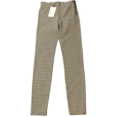 Leggings Zara S (24x28) Marrón Cuadros Tobillo Tiro Alto Cremallera Lateral Elastizados Nuevos con Etiquetas Foto 1 de 4