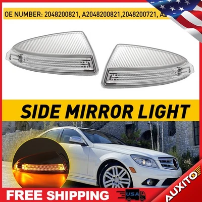 Pair Mirror Side Turn Signal Lamp For Mercedes Benz C250 C350 C300 C63 AMG 08-15 - Image 1 of 4
