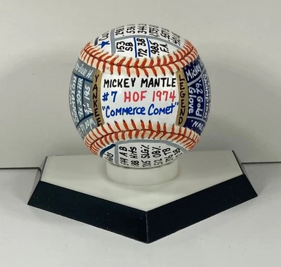 Mickey Mantle VCBC SuperStats LEGENDS OAL Baseball, Hand Painted, N.Y. Yankees - Image 1 of 4