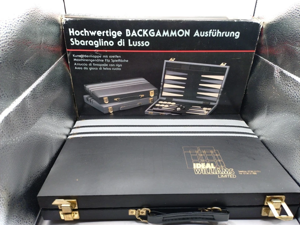 Hochwertige Prestige Backgammon Set In Leather Case  - Image 1 of 4