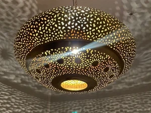 Kuppel Messing Kronleuchter, marokkanische Pendelleuchte, Deckenleuchte, marokkanisch L - Bild 1 von 10