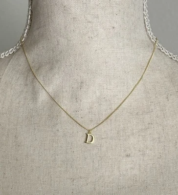 Ожерелье Argento Vivo с инициалом «D» — чистое серебро позолота 18 карат, регулируемое - Изображение 1 из 4