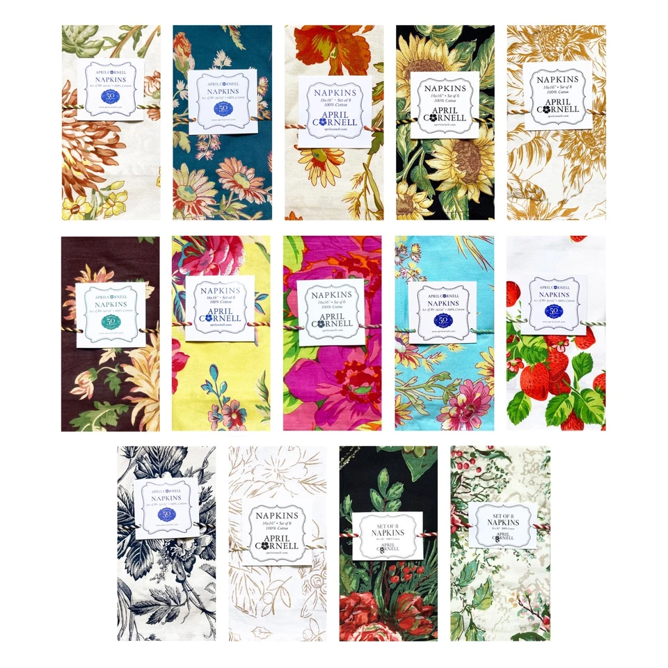 Servilletas florales coloridas de tela de algodón para vacaciones April Cornell Foto 1 de 1