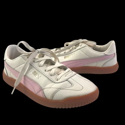 PUMA Womens Club 5v5 Low Top Sneaker 9 Warm White Wisp Of Pink Athleisure Casual - Image 1 of 4