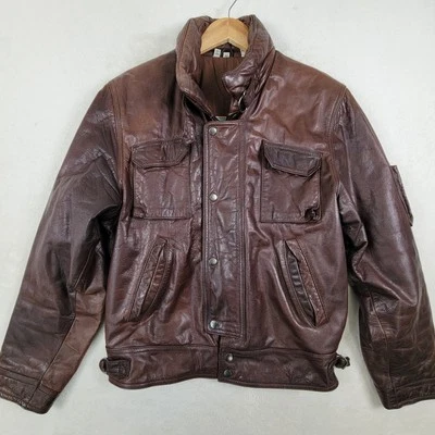 Chaqueta de Vuelo Bombardero Vintage Aeropostale Para Hombre Talla 40 Cuero Marrón Foto 1 de 4