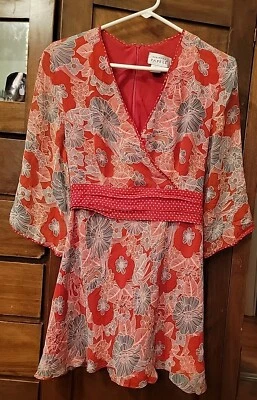 Adrianna Papell boutique red dress silk/polyesrer - Image 1 of 4