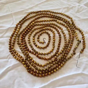 Perline di vetro mercurio vintage 115" (9,5") circa Rame oro con stella in lamina - Foto 1 di 10