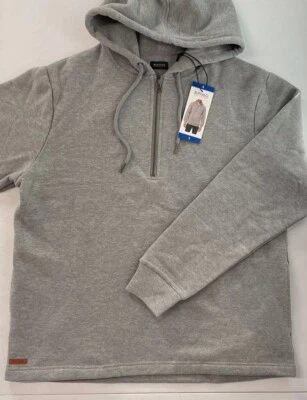 NEW Buffalo David Bitton Men's 1/4 Half Zip Fleece Hoodie Sweatshirt GRAY LARGE - Image 1 of 4