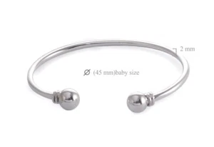 Solid 925 Sterling Silver Child's Baby's Christening Torque Cuff Bangle Bracelet - Picture 1 of 2