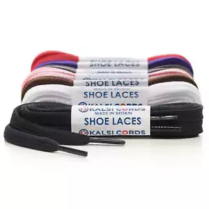 8mm FLAT STRONG SHOELACES SPORTS TRAINER & BOOT SHOE LACES 35 COLOURS KIDS ADULT - Picture 1 of 37