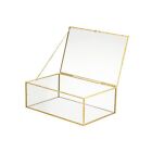 Whslilr 10.8? Glass Jewelry Box Gold Card Box With Hinged Lid, Gold Keepsake ...