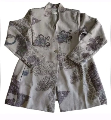 Chaqueta Blazer Peck & Peck Mediana Púrpura Boho Cachemira Botón Único Frontal Foto 1 de 4