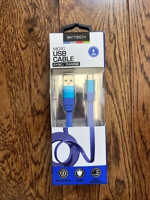 Bytech Micro USB Cable Sync/Charge 6 Feet Tablets & Smartphones NEW - Image 1 of 2