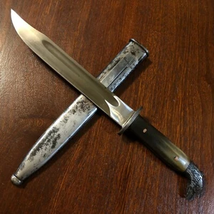 Vintage German Style 84/98 Bayonet Blade Clip Point Knife & ARMEX Steel Scabbard - Picture 1 of 24